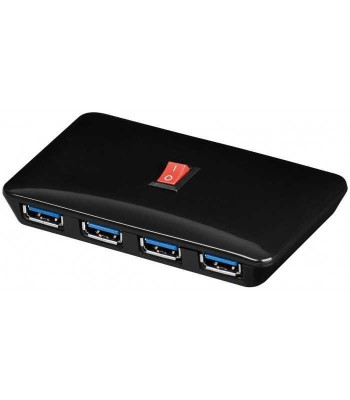 HUB USB 3.0 la 4x USB +alimentator tata-mama negru GOOBAY foto