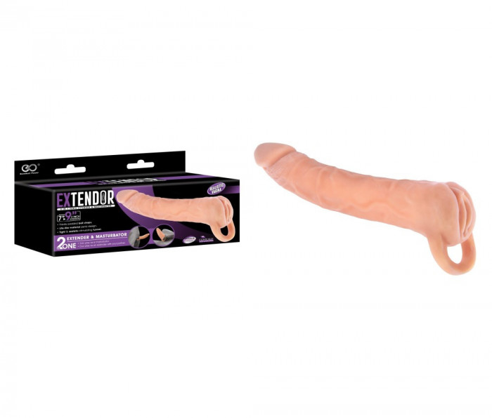 Manson Pentru Penis + Masturbator Vagin Extendor, Natural, 22.5 cm