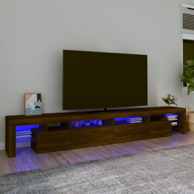 vidaXL Comodă TV cu lumini LED, stejar maro, 260x36,5x40 cm foto