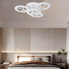 Lustra LED cu telecomanda si cristal DAISY ,4 Elemente, 49W, Lumina Rece/Calda/Neutra, Dimabila, Alb