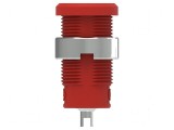 Conector banană 4mm soclu 25A 1kV roşu nichelat cu izolaţie