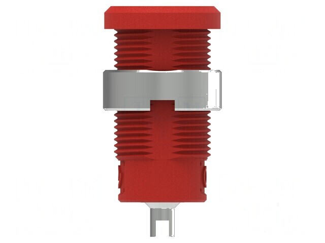Conector banană 4mm soclu 25A 1kV roşu nichelat cu izolaţie