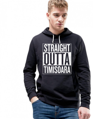 Hanorac Barbati Negru - Straight Outta Timisoara - M foto