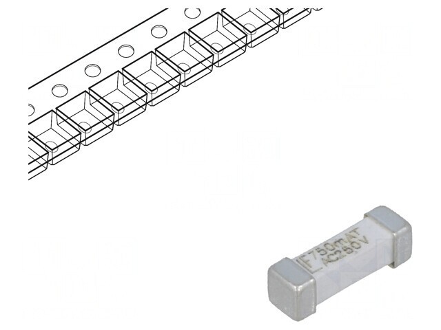 Siguranță &icirc;nt&acirc;rziere SMD 750mA 250V 125VDC