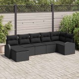 vidaXL Set de canapele pentru grădină cu pernă 7 pcs Negru Rattan poli