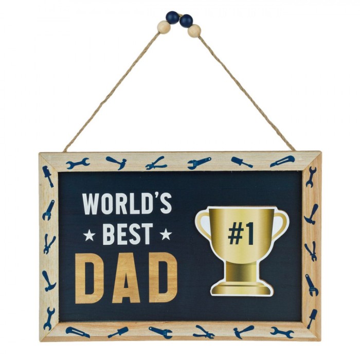 Decoratiune din lemn suspendabila Shopiens&reg;, cu mesaj &quot;World&#039;s Best Dad&quot;