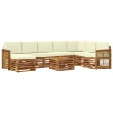 vidaXL Set de canapele de exterior cu pernă 7 pcs Natural și Crem 3384746