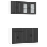 Cumpara ieftin Set dulap de bucatarie 4 piese &bdquo;Lucca&rdquo; lemn negru prelucrat