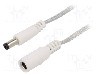 Cablu alimentare DC, DC 5,5/2,1 mufa, DC 5,5/2,1 soclu, transparent, 2m, BQ CABLE - DC.EXT.8210.0200