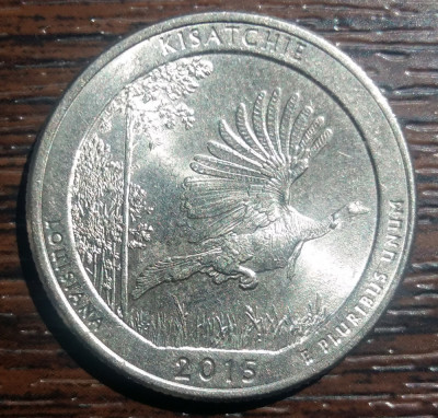 (M1242) MONEDA SUA - QUARTER DOLLAR 2015, LIT. P, LOUISIANA, KISATCHIE foto