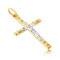 Pandantiv din aur 585 - Iisus din aur alb pe cruce din aur galben cu caneluri