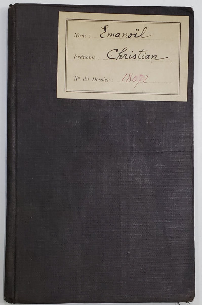 LIVRET UNIVERSITAIRE INDIVIDUEL , EMIS LA PARIS , PENTRU STUDENTUL ROMAN LA DREPT , EMANOIL CHRISTIAN , DIN GALATI , 1928 -1929