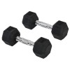 HOMCOM Set 2 Gantere Hexagonale, 5kg Fiecare, din Cauciuc cu M&acirc;ner Anti-alunecare, pentru Antrenament și Fitness, Negru | Aosom Romania