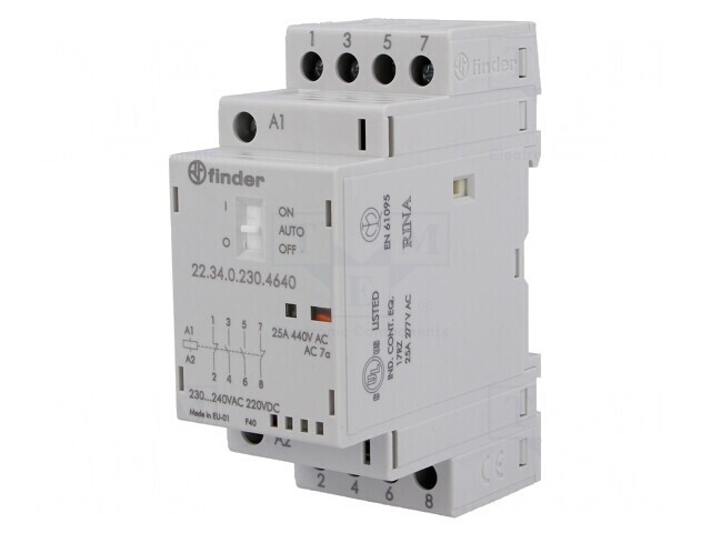 Contactor 4-poli 25A 230V IP20