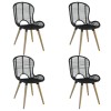 Set 4 Scaune Bucatarie Gossi, Negre, Ratan Natural, Lemn Masiv, Stil Vintage, Rezistente Apa, 48x64x85 cm