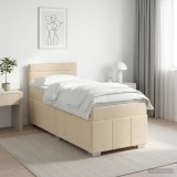 Cumpara ieftin Pat boxspring cu saltea cu benzi LED Crem 80 x 200 cm Tesatura