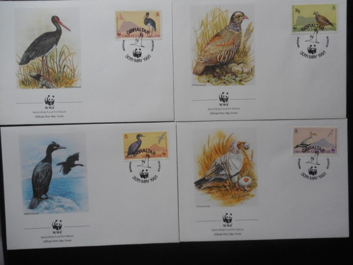 Gibraltar-WWF Pasari-set complet FDC