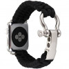 Curea iUni compatibila cu Apple Watch 1/2/3/4/5/6/7, 38mm, Elastic Paracord, Rugged Nylon Rope, Black