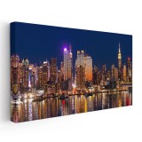 Tablou cladiri moderne New York noaptea 2088 Tablou canvas pe panza CU RAMA 60x120 cm