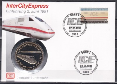 Germania 1991- Trenul &amp;bdquo;Intercity-Express&amp;rdquo;, FDC NUMIS foto