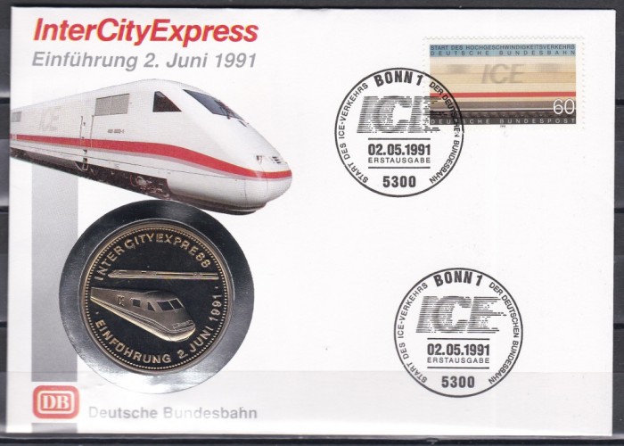 Germania 1991- Trenul &bdquo;Intercity-Express&rdquo;, FDC NUMIS