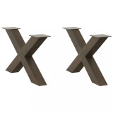 VidaXL Picioare pentru masă de cafea &icirc;n formă de X, 2 buc., oțel natural, 70x(42-43) cm