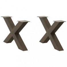 vidaXL Picioare pentru masă de cafea &icirc;n formă de X, 2 buc., oțel natural, 70x(42-43) cm