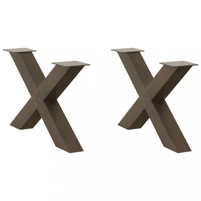 vidaXL Picioare pentru masă de cafea &amp;icirc;n formă de X, 2 buc., oțel natural, 70x(42-43) cm foto