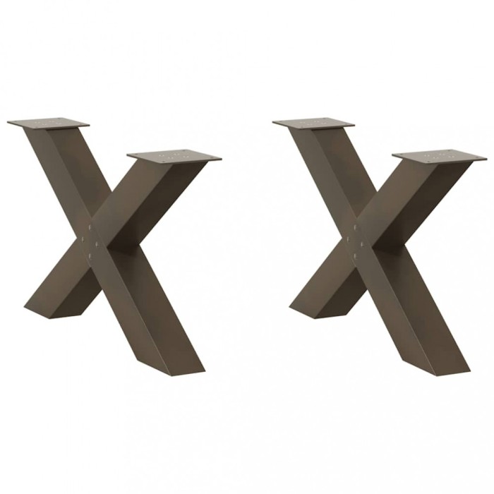vidaXL Picioare pentru masă de cafea &icirc;n formă de X, 2 buc., oțel natural, 70x(42-43) cm