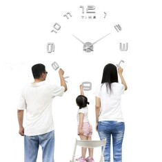 Ceas de perete 3D argintiu / auriu DIY