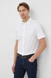 Armani Exchange camasa barbati, culoarea alb, cu guler clasic, slim