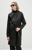 Rains hanorac String W Parka W3 femei, culoarea negru, de tranzitie, 18550-84