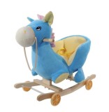 Balansoar Copii Plus Magarus Albastru cu Muzica si Roti, Ride-On, 1-3 Ani, Baieti Fete