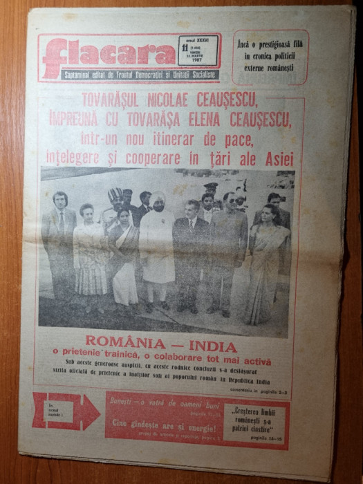 flacara 13 martie 1987-ceausescu in india,bunesti brasov,doina melinte,steaua