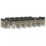 Set mobilier de gradina cu perne 17 piese gri deschis poliratan