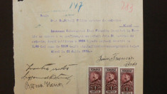 D41 Chitanta 1930 cu timbre fiscale Ferdinand efigia in cerc foto