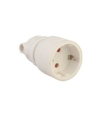 Cupla Schuko mama cu inel de prindere iesire laterala alba 16A 3500W Well foto