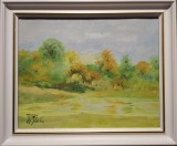Cumpara ieftin Nicolae BLEI (n. 1949)-Toamna, ulei pe p&acirc;nză (2009), Peisaje, Impresionism