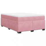 Cumpara ieftin Pat box spring cu saltea, roz, 160x200 cm, catifea