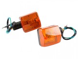Set Lampi Semnalizare Moto Dreptunghiulare Negre Revo, 12V, M10, Brat Cauciuc