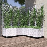 VidaXL Jardinieră de grădină cu spalier, alb, 120x120x136 cm PP