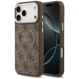 Husa MagSafe pentru Apple iPhone 18 Pro / 17 Pro, Guess, 4G Embossed Ring Classic Logo, Maro