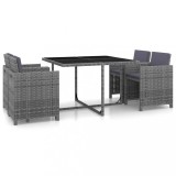 Cumpara ieftin Set mobilier de exterior cu perne, 5 piese, gri, poliratan