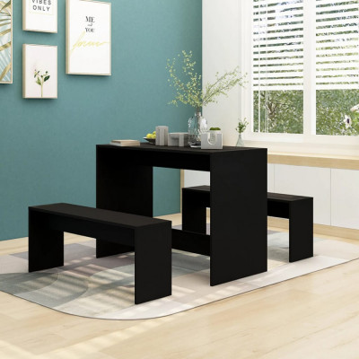 vidaXL Set mobilier de bucătărie, 3 piese, negru, PAL foto