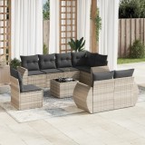 VidaXL Set canapele de grădină cu perne, 9 piese gri deschis poliratan