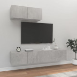VidaXL Set dulapuri TV, 3 piese, gri beton, lemn prelucrat