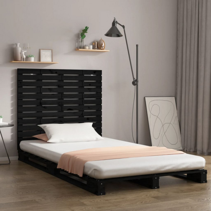 Tablie de pat pentru perete, negru 126x3x91,5 cm lemn masiv pin GartenMobel Dekor