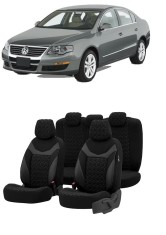 Set huse scaune SAPPHIRE compatibile VW Passat B6 (2005-2010)Piele+Textil (GRI)