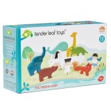 Corabia cu animalute din lemn premium, Tender Leaf Toys, 12 piese