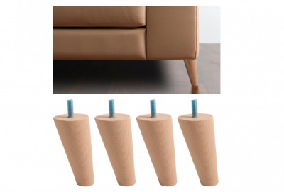 Picioare din lemn IPEA pentru mobilier si canapele, Inaltime 12 cm, Surub M10, Set 4 - RESIGILAT foto